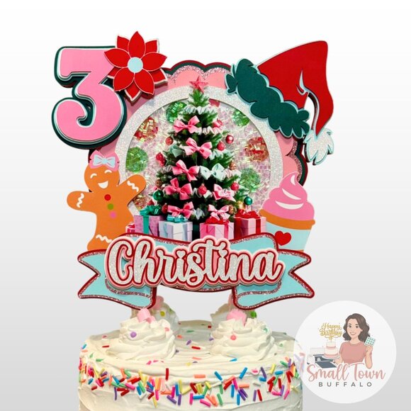 Personalized Christmas Cake Topper | Custom Birthday Shaker | MADE TO ORDER - Picture 5 of 5